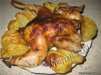 запеченный цыпленок с картофелем