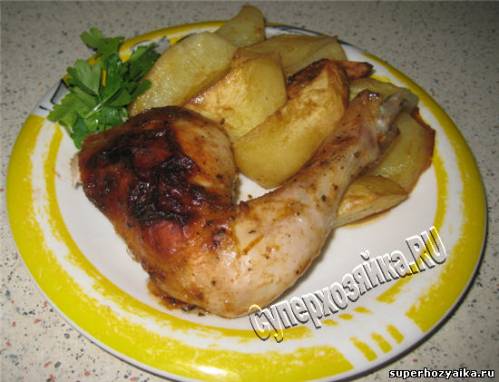 Рецепт цыпленка, запеченного с картофелем в духовк