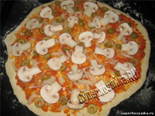 Пицца с грибами - рецепт приготовления
