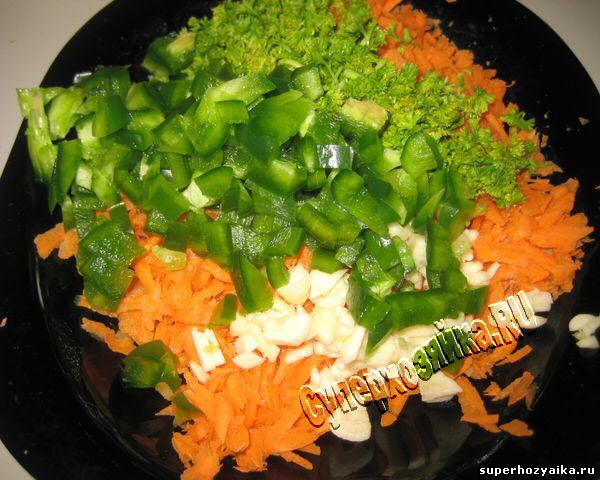Овощи для салата из баклажанов